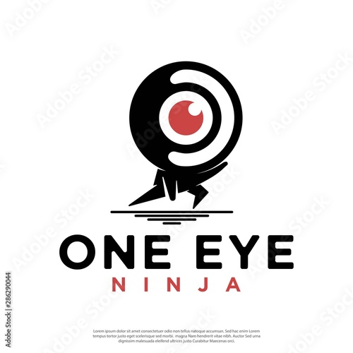 logo vector character ninja with one eye