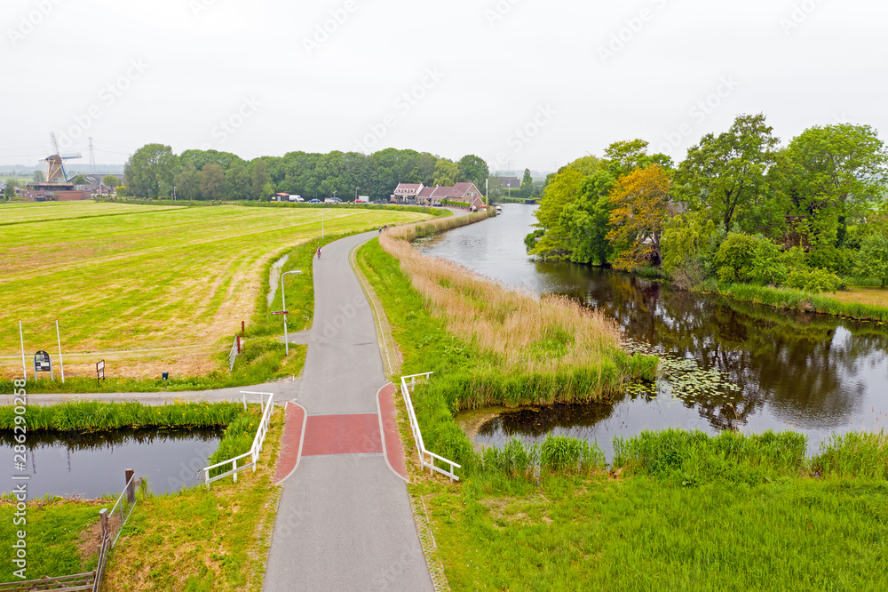 Aerial landscape in the countryside from the Netherlands