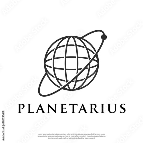 Vector logo of earth or planet logo using line art