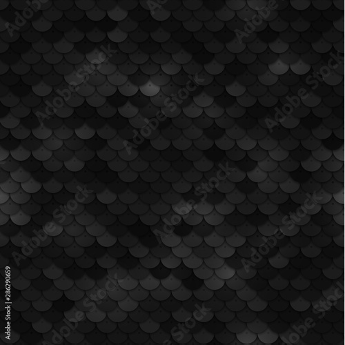Seamless black texture of fabric with sequins