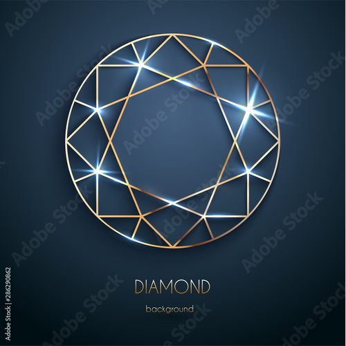 Abstract luxury template with golden diamond outlined shape - eps10 vector
