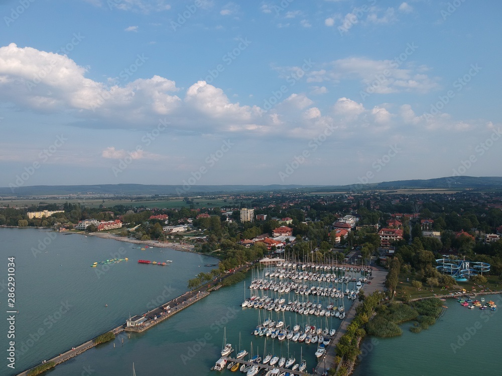 Aerial drone images of Lake Balaton, Hungary