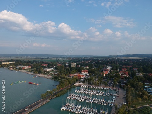 Aerial drone images of Lake Balaton  Hungary