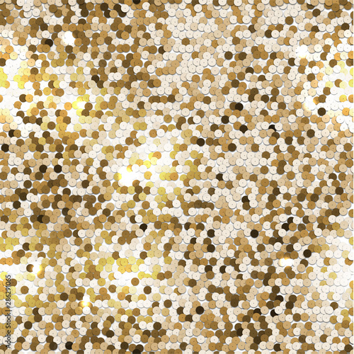 Seamless golden texture of fabric with sequins