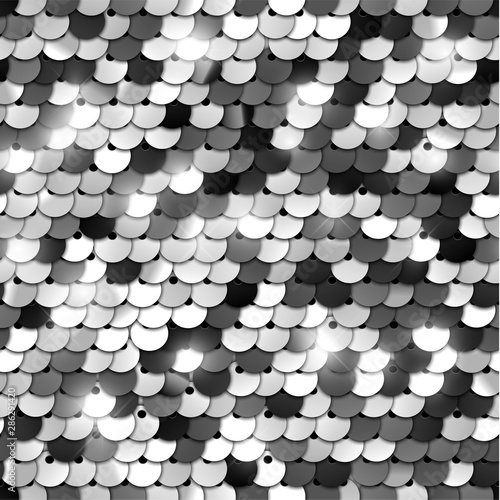 Seamless silver texture of fabric with sequins