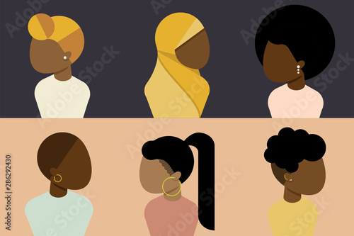 Black, African, African American Female Character Set, Diversity Concept Icons