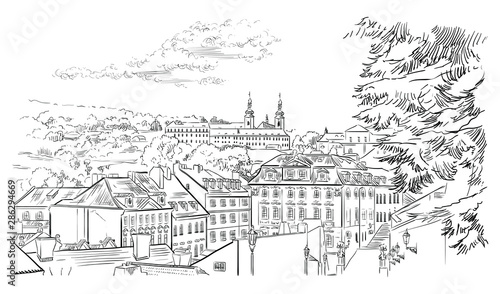 Vector hand drawing Prague 3