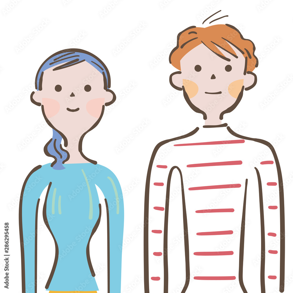 若いカップル　上半身　イラスト