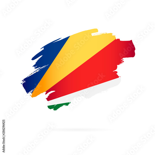 Flag of Seychelles. Vector illustration. Brush strokes