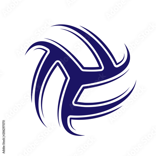 Blue abstract volleyball symbol isolated on white background