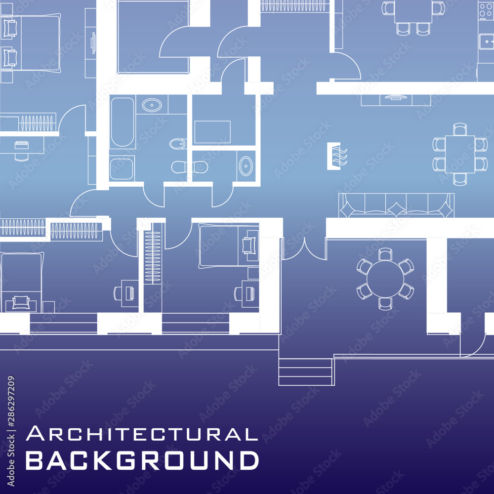 Fototapeta premium Urban background. Part of architectural project, architectural plan of a residential building. Vector illustration EPS10