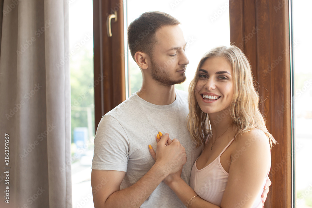 Portrait of his he her she two nice attractive lovely lovable sweet gentle charming cheerful cheery positive people spending day daydream having fun at home house apartment indoors. Portrait of his he her she two nice attractive lovely lovable sweet gentle charming cheerful cheery positive people spending day daydream having fun at home house apartment indoors.