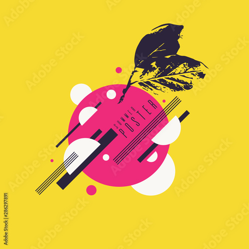 Modern art background with flat, minimalistic style. Poster with elements for design