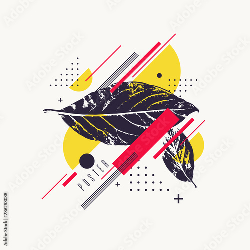 Modern art background with flat, minimalistic style. Poster with elements for design