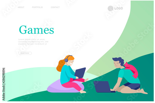 Landing page with Happy school children performing various activities