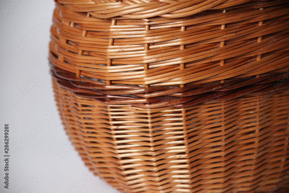 Wicker or wattle basket on a white background Wicker or wattle basket on a white background