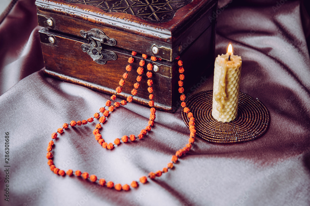 Necklace made of dried rowan berries 