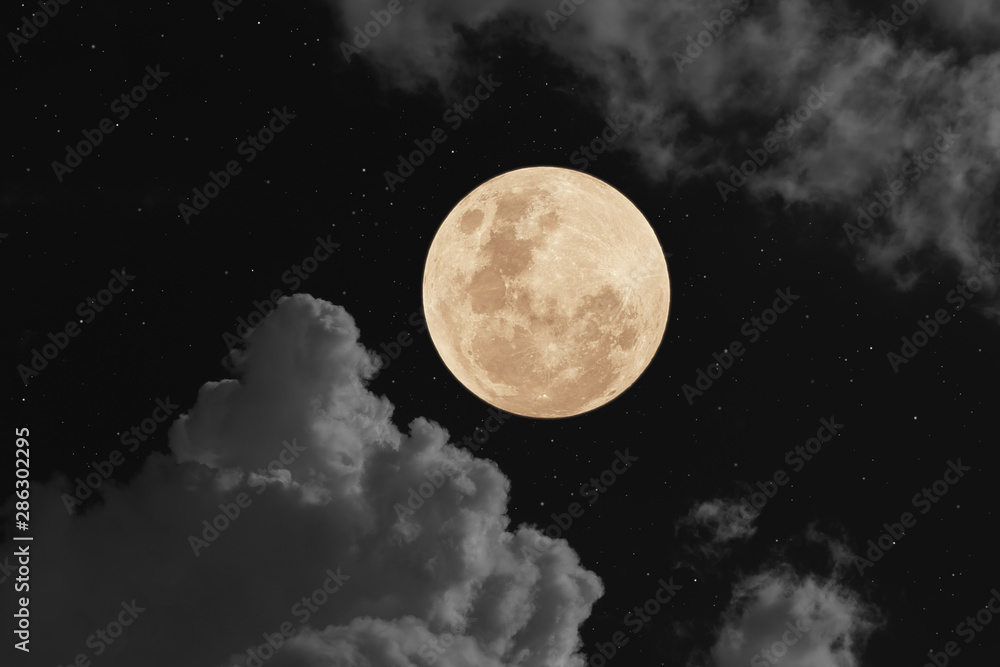 Fototapeta Full moon in the dark night.