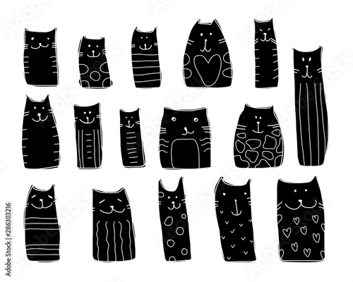 Black cats collection, sketch for your design