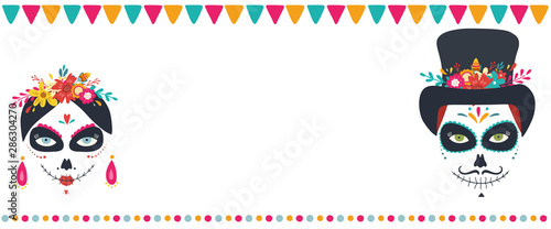 Dia de los muertos, Day of the dead, Mexican holiday banner, card