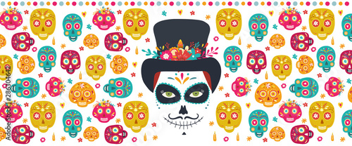 Dia de los muertos, Day of the dead, Mexican holiday banner