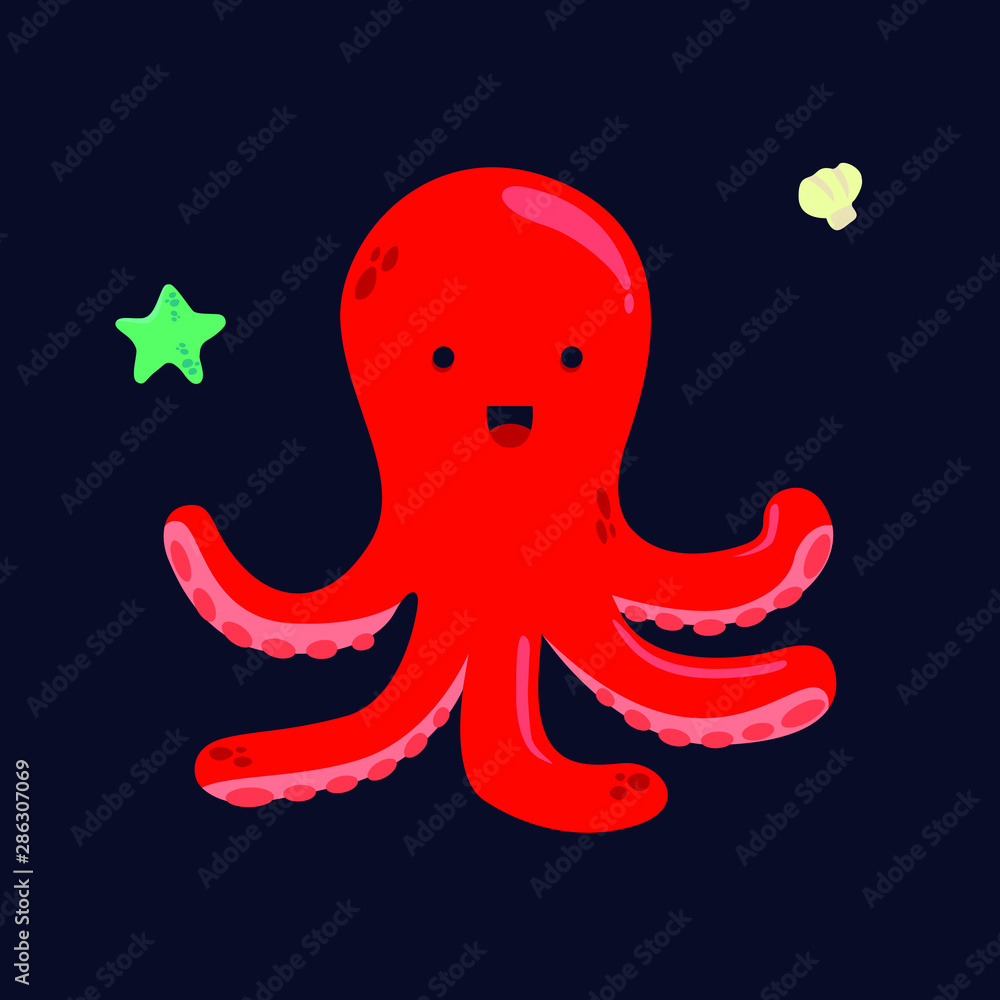 cute sea animal flat design character cute sea animal flat design character