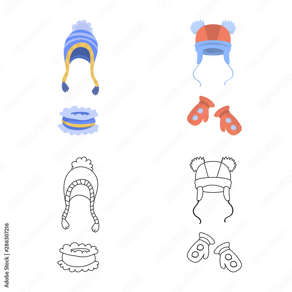 Isolated object of clothes and texture logo. Set of clothes and weather stock symbol for web. Isolated object of clothes and texture logo. Set of clothes and weather stock symbol for web.