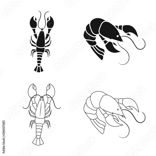 Isolated object of appetizer and ocean logo. Set of appetizer and delicacy vector icon for stock.