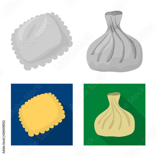 Isolated object of products and cooking sign. Set of products and appetizer stock vector illustration.