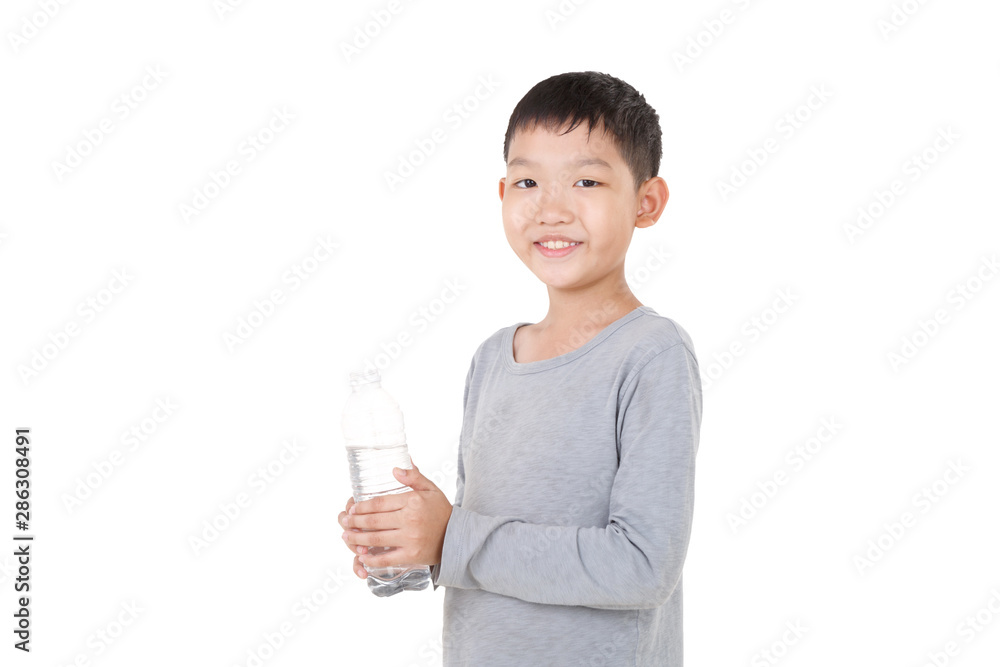 Asian Boy Drinking water Isolated on white background. Side view. Asian Boy Drinking water Isolated on white background. Side view.
