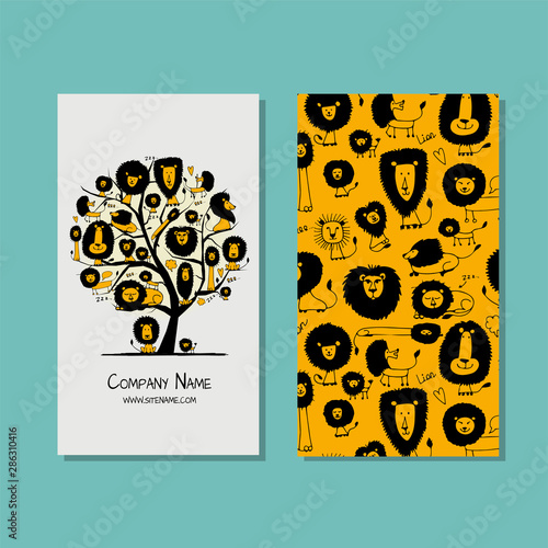 Business cards design, funny lions