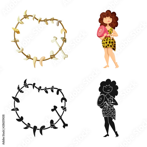 Vector illustration of evolution and prehistory icon. Set of evolution and development stock symbol for web.