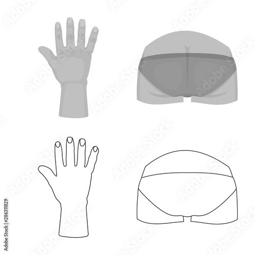 Vector design of body and part icon. Set of body and anatomy stock symbol for web.