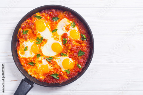 Traditional Israel food Shakshuka photo