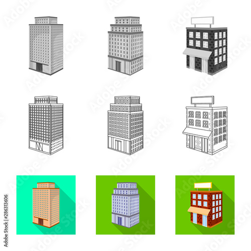 Vector illustration of construction and building symbol. Collection of construction and estate stock symbol for web.