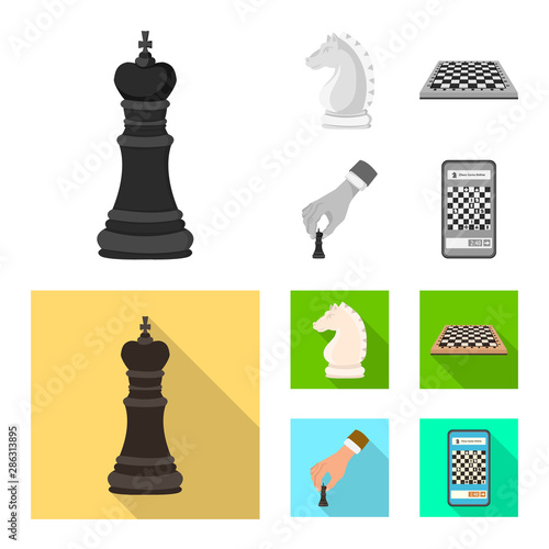 Isolated object of checkmate and thin logo. Set of checkmate and target stock symbol for web.
