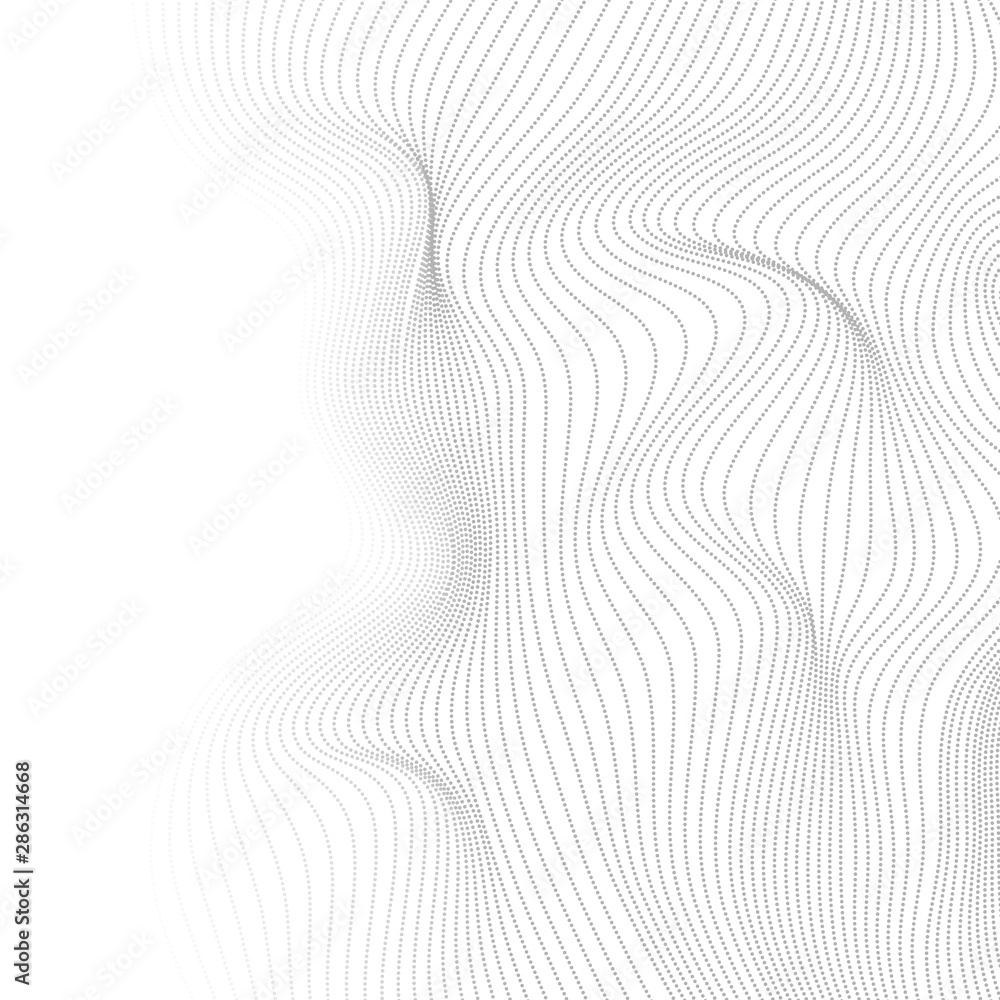 Grey dotted lines refracted 3d waves abstract modern graphic design ...