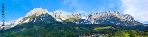 Beautiful mountain panorama from the "Wilden Kaiser" in Tyrol, Austria.