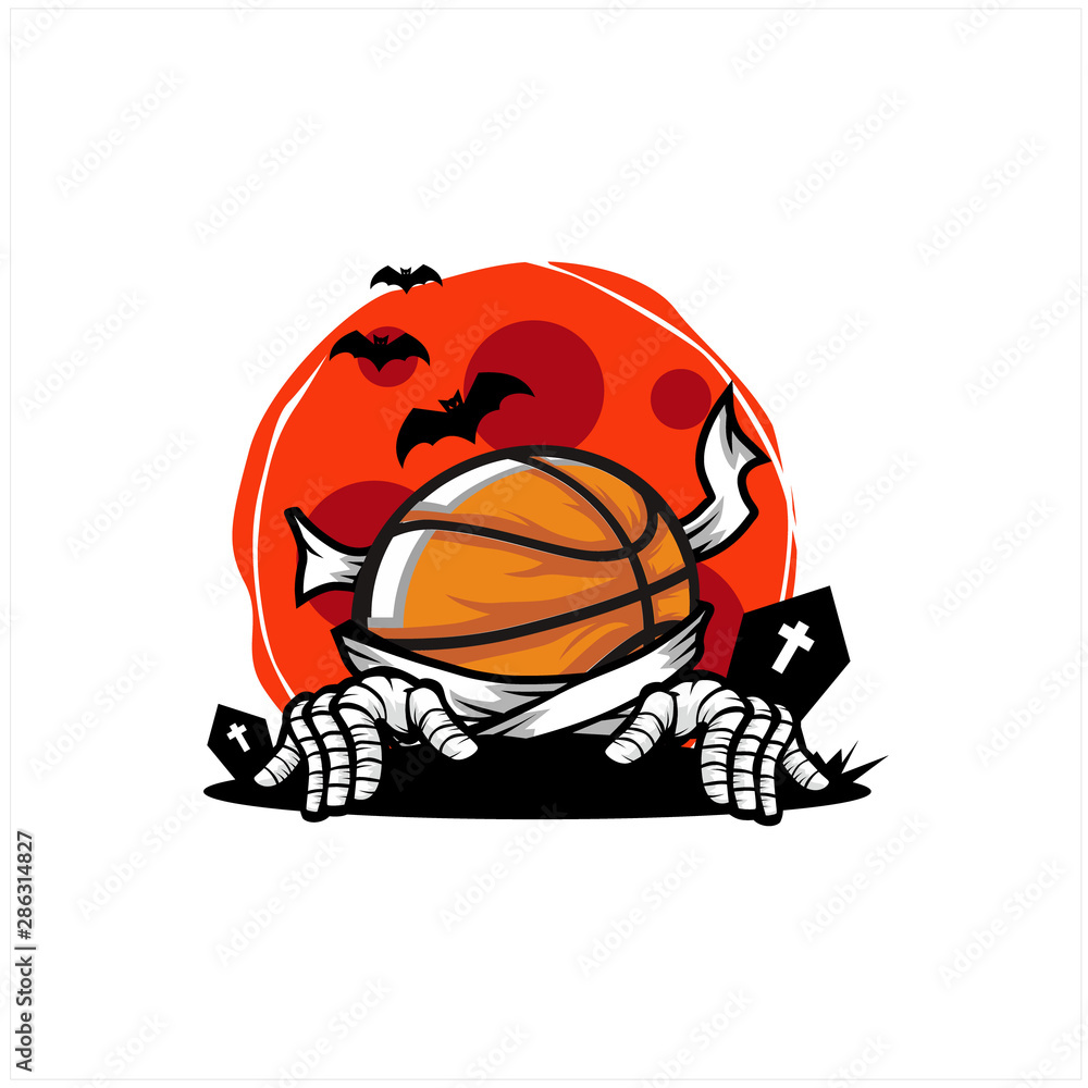 Basketball Halloween Moon Theme Vector Basketball Halloween Moon Theme Vector