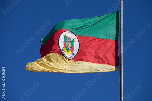 Rio Grande do Sul state flag in the wind photo