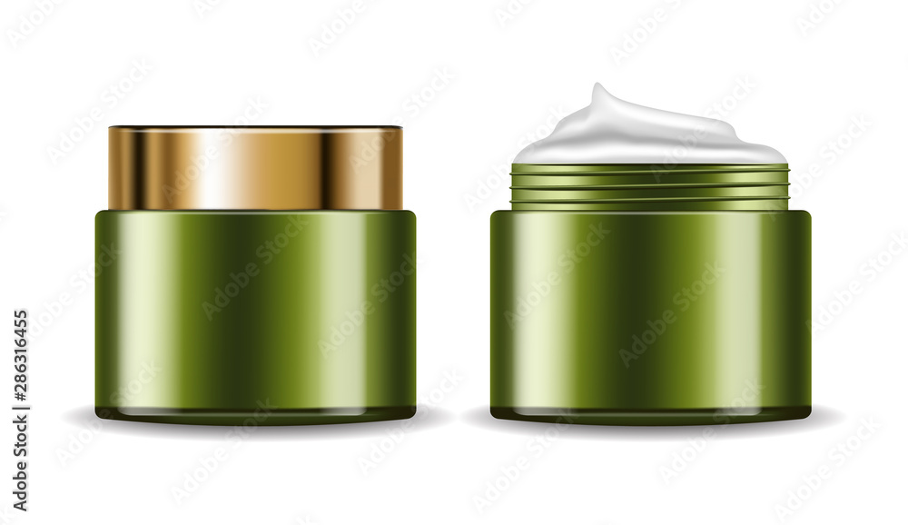 Avocado cream vector realistic. Product placement package. 3d illustrations Avocado cream vector realistic. Product placement package. 3d illustrations