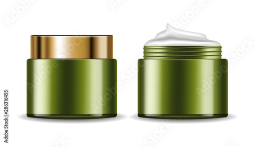 Avocado cream vector realistic. Product placement package. 3d illustrations