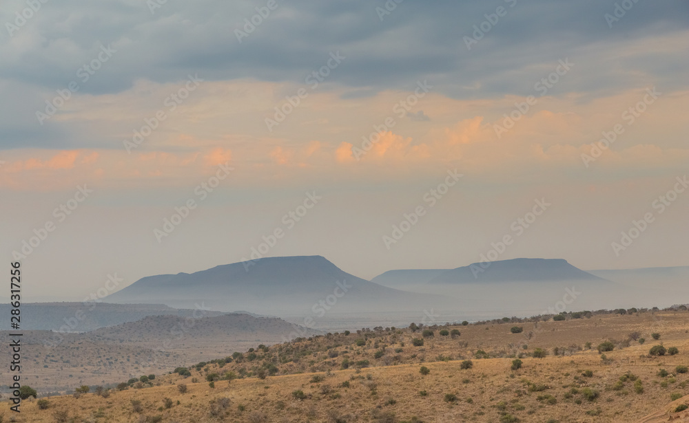 Evening light over Mountain Zebra Park in South Africa Evening light over Mountain Zebra Park in South Africa
