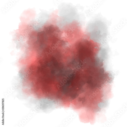Red-black watercolor background. Dark backdrop for horror graphic design. Abstract aquarelle vector paint splash. Watercolour paint stain for poster, flyer or invitation. Isolated, copy space.