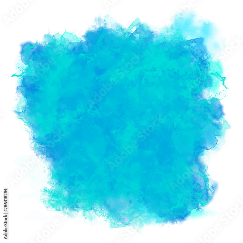 Blue and green watercolor background. Abstract vector paint splash, isolated on white backdrop. Aquarelle texture. Illustration of water, sea or sky.