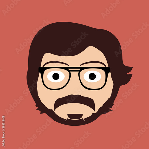 Dali Mask. Man face with a glasses and surprise expression. Vector Illustration