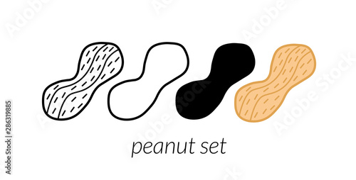 Set of 4 simple linear peanuts