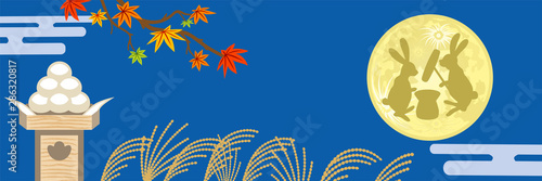 月見団子と満月　秋の自然 - 十五夜の背景素材