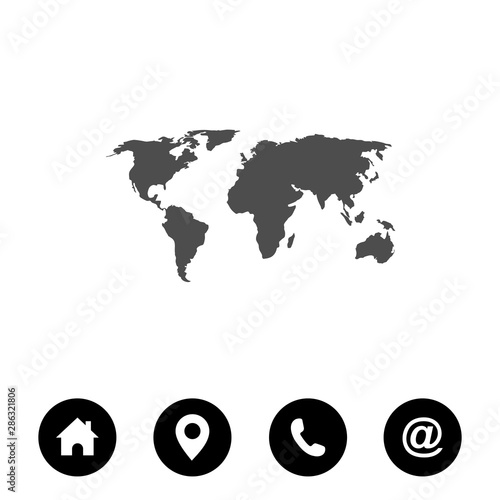 World map icon vector. Mail Icon Symbols vector. symbol for web site Computer and mobile vector