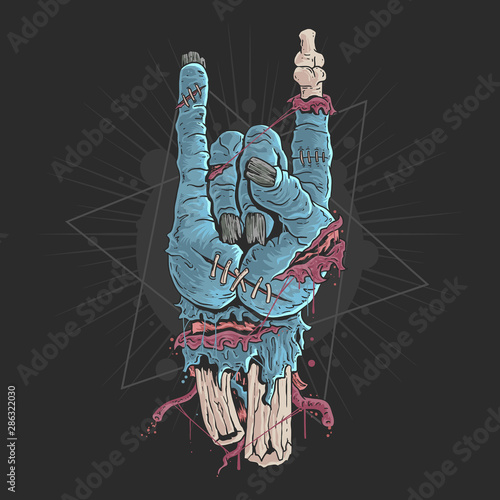 zombie hand with bones and blood artwork 